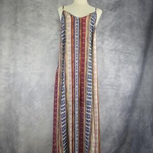 Misa Los Angeles Dress Womens Medium Multicolor Boho Maxi Spaghetti Strap USA